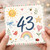 43rd Birthday Card, Cute Watercolour Sunshine Rainbow Design