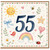 55th Birthday Card, Cute Watercolour Floral and Animal Design