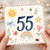 55th Birthday Card, Cute Watercolour Floral and Animal Design