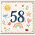 58th Birthday Card, Cute Watercolor Illustrated Number 58 Card