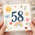 58th Birthday Card, Cute Watercolor Illustrated Number 58 Card
