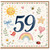 59th Birthday Card, Cute Watercolour Sun Rainbow Hearts and Flowers