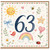 63rd Birthday Card, Watercolour Cute Pastel Celebration Card