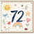72nd Birthday Card, Cute Watercolour Sun Rainbow and Hearts Card