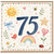 75th Birthday Card, Cute Watercolour Number 75 Card