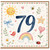 79th Birthday Card, Cute Watercolour Number 79 Design