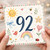 92nd Birthday Card, Cute Watercolour Number 92 Card