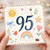 95th Birthday Card, Cute Whimsical Floral and Rainbow Design