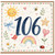 106th Birthday Card, Cute Watercolour Sunshine and Rainbow Design