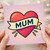 Mum Heart Banner Mother’s Day Card - Bold Red Heart Design with ‘MUM’ Ribbon - Heartfelt Card for Mum’s Birthday, Mother’s Day or Thank You