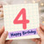 4th Birthday Card, Hand Drawn Number 4 Happy Birthday Card