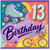 13th Birthday Card, Roller Skate and Bicycle Happy Birthday Card