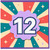 12th Birthday Card, Colourful Retro Starburst Number 12 Card