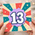 13th Birthday Card, Retro Rainbow Starburst Design