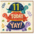 11th Birthday Card, Cute Turtle Design, 11 Today Yay
