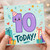 10th Birthday Card, Cute Party Hat Number 10 Today Card