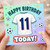 11th Birthday Card, Football Shirt 11 Design, Happy Birthday Today