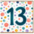 13th Birthday Card, Colourful Confetti Polka Dot Design