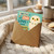 Mother's Day Card for Mum from Kids - Cute Owl Mum with Two Owlets, Hearts and Leaves - Pun 'With all OWL love this Mother's Day!'