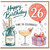 26th Birthday Card, Happy Birthday 26 Today Celebration Card with Fizz Balloon and Gift Design