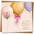60th Birthday Card - Balloons & Confetti Design, Elegant Square Greeting - 145mm x 145mm -, Includes Kraft Envelope