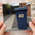 40th Birthday Card, Dark Blue Card with Large Gold 40