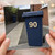 90th Birthday Card, Blue Bin with Number 90 Design