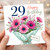 29th Birthday Card, Floral Happy Birthday Card, Pink Flowers Bouquet Design