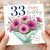 33rd Birthday Card, Floral Happy Birthday Card with Bouquet Design