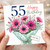 55th Birthday Card, Floral Bouquet Happy Birthday Card With Love