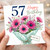 57th Birthday Card, Floral Bouquet Happy Birthday Card With Love