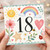 18th Birthday Card, Watercolour Rainbow Sun Flowers and Hearts Design