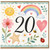 20th Birthday Card, Cute Watercolour Rainbow and Floral Design