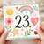 23rd Birthday Card, Cute Watercolour Rainbow and Flowers Birthday Card
