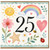 25th Birthday Card, Flowers and Hearts