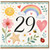 29th Birthday Card, Cute Watercolour Rainbow and Flowers Card