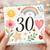 30th Birthday Card, Cute Watercolour Rainbow and Floral Design