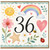 36th Birthday Card, Cute Watercolour Rainbow and Floral Design