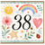 38th Birthday Card, Cute Watercolour Rainbow Sun and Flowers