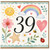 39th Birthday Card, Watercolour Sun Rainbow Hearts and Flowers
