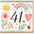 41st Birthday Card, Watercolour Rainbow and Floral Design