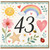 43rd Birthday Card, Cute Watercolour Floral Rainbow Design