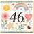 46th Birthday Card, Watercolour Rainbow Sun Flowers Hearts