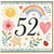 52nd Birthday Card, Watercolour Rainbow and Floral Design