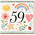 59th Birthday Card, Cute Watercolour Floral Rainbow Card