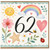 62nd Birthday Card, Watercolour Rainbow and Floral Design