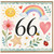 66th Birthday Card, Cute Watercolour Rainbow and Flowers Design