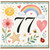 77th Birthday Card, Watercolour Sun Rainbow and Flowers Design