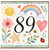 89th Birthday Card, Cute Watercolour Rainbow Flowers Hearts and Sun