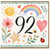 92nd Birthday Card, Cute Watercolour Floral Rainbow Card